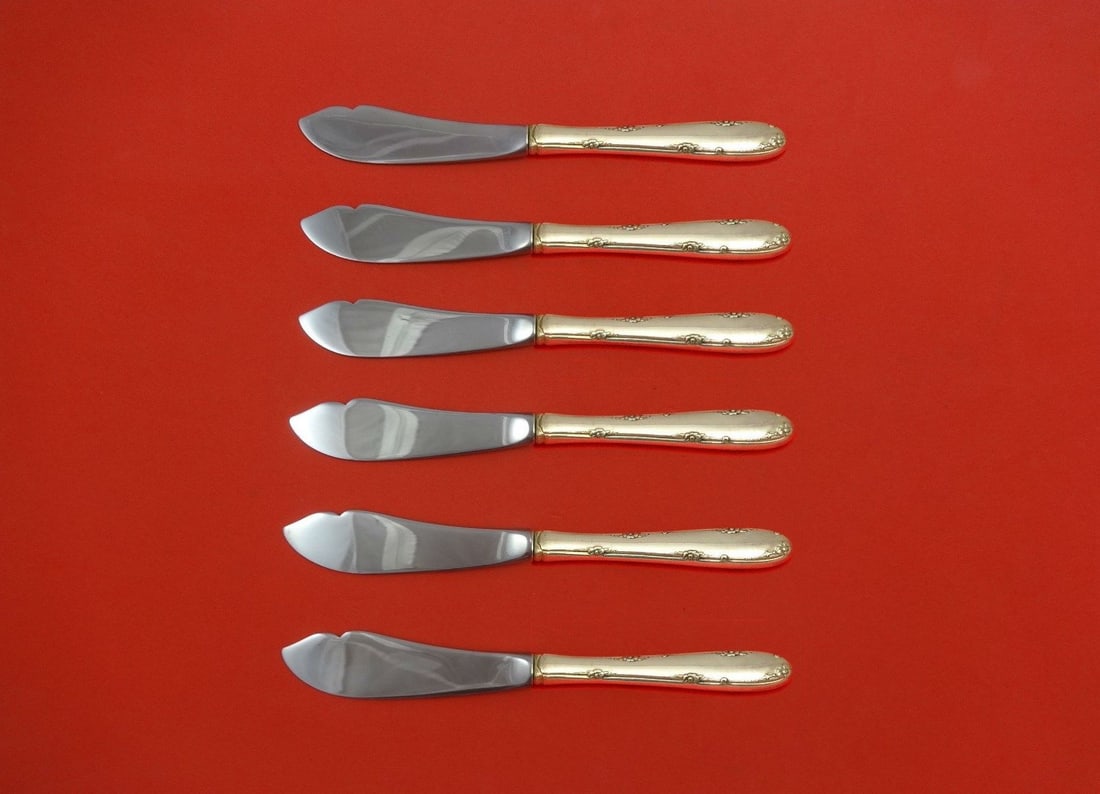 Towle Madeira Sterling Silver Trout Knife Set 6pc Custom Made 7.5": Towle Madeira Sterling Silver Trout Knife Set 6pc Custom Made 7.5" This exquisite 6-piece trout knife set from the Madeira pattern by Towle is crafted from high-quality sterling silver. Each knife fea