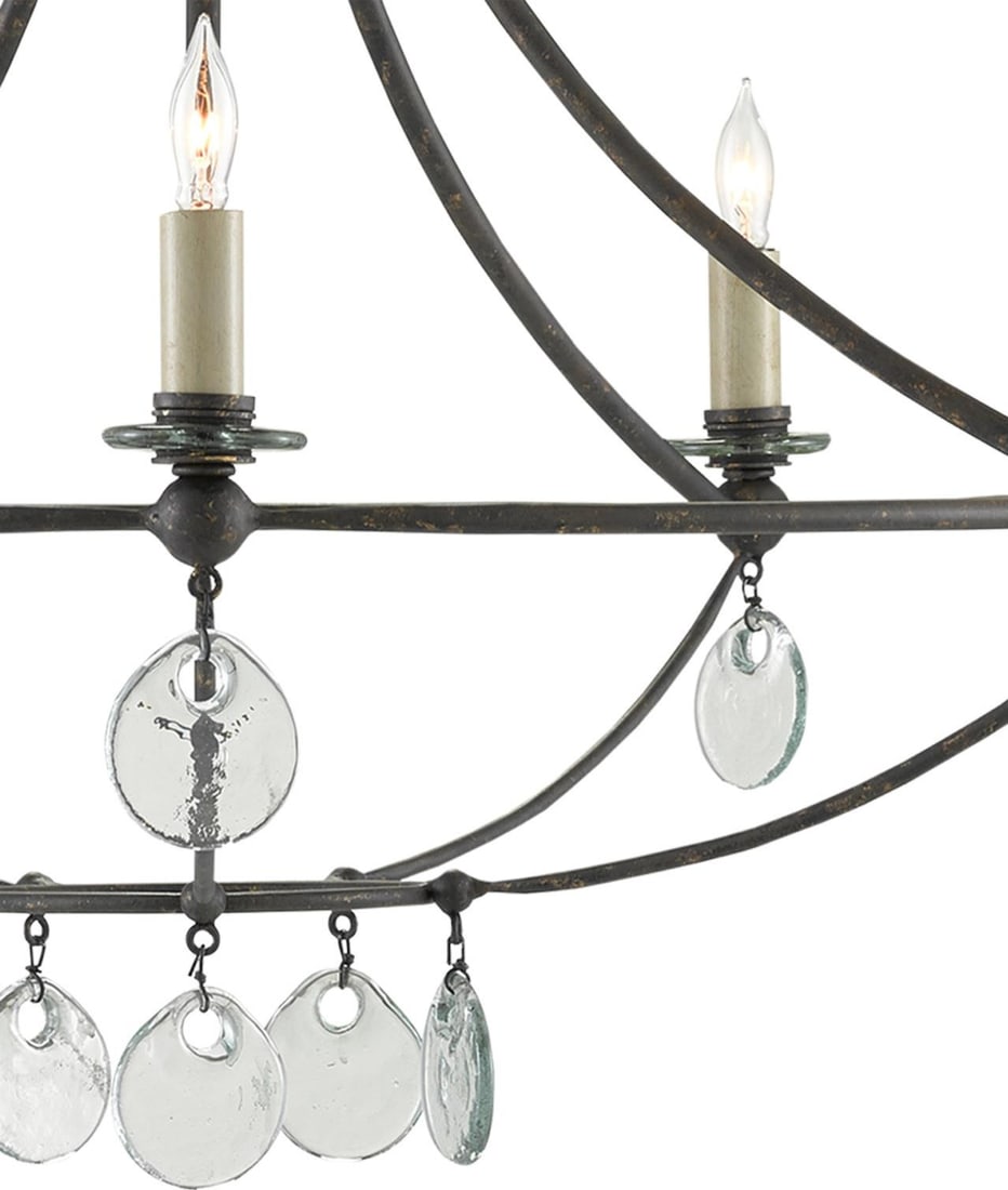 Currey Sustainable Novella Bowl Chandelier Recycled Glass Wrought Iron: Currey Sustainable Novella Bowl Chandelier Recycled Glass Wrought Iron Illuminate your space with the Sustainable Novella Chandelier, a stunning blend of style and eco-conscious design. This bowl chan