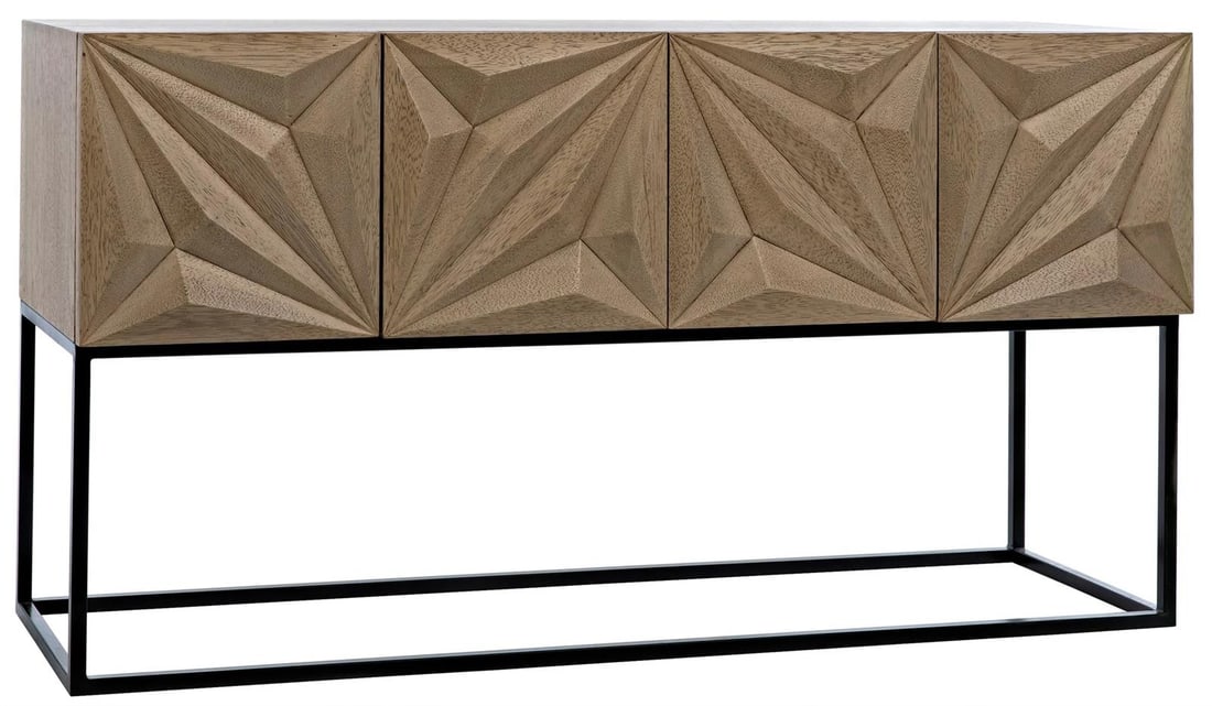 Zurich Console Table by Noir Bleached Walnut with Industrial Steel Frame (1 of 8)