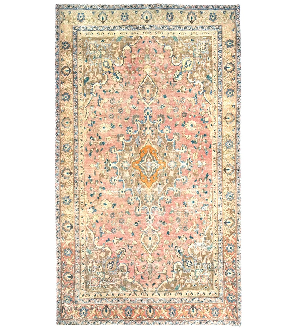 Vintage Handmade 5x8 ft Oriental Wool Rug Floral Design: Vintage Handmade 5x8 ft Oriental Wool Rug Floral Design Enhance your living space with this exquisite Antique Handmade Distressed Oriental Wool Rug. Measuring 4'7" x 8'1", this area rug features a bea