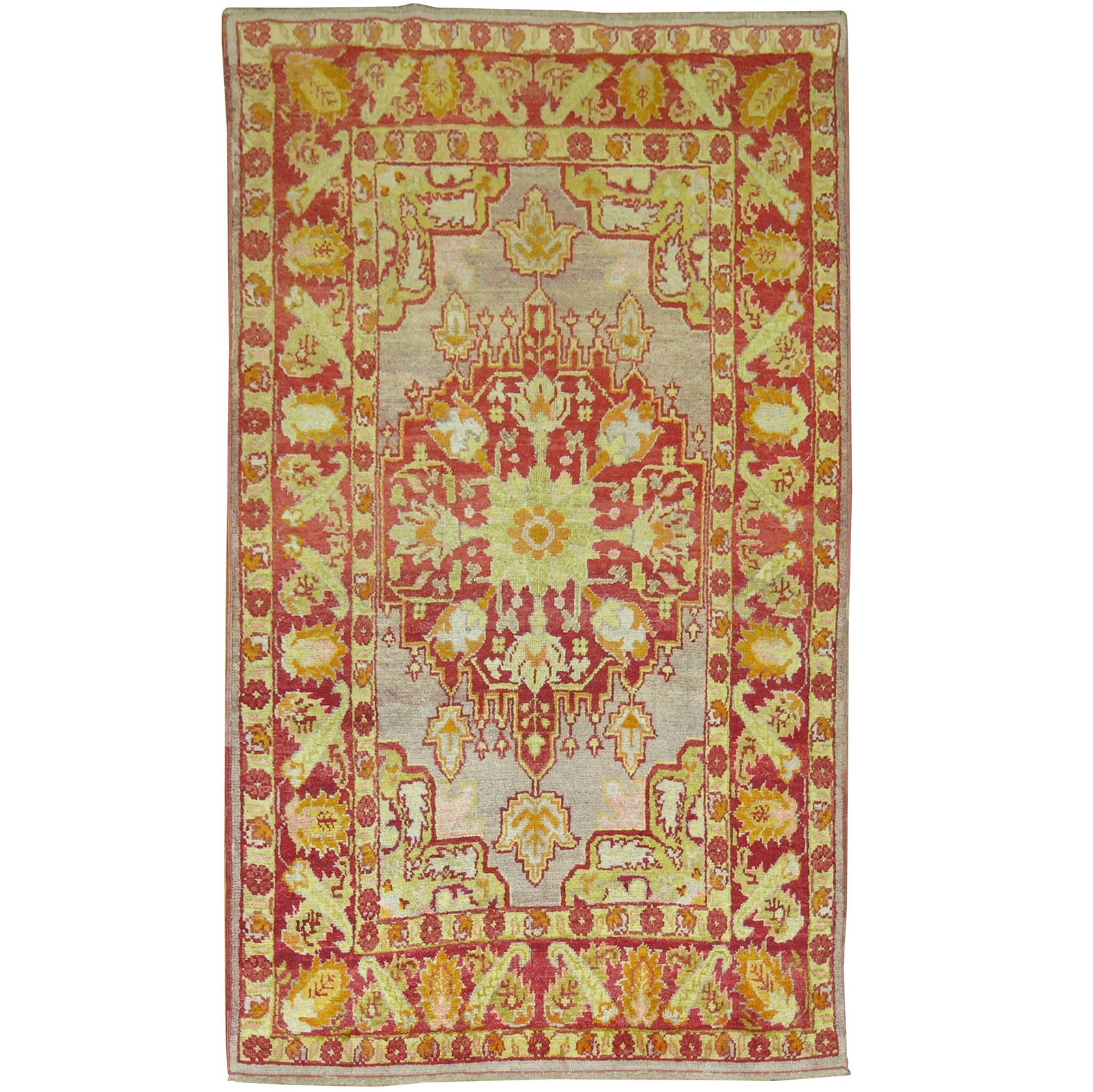 Antique Turkish Oushak Rug 1910 Hand-Woven Wool Lime Green Accents (1 of 13)
