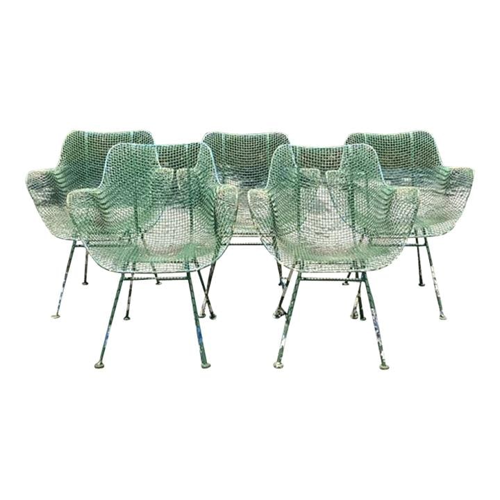 Set of 5 Vintage Wrought Iron Sculptura Chairs Mid-Century Modern Style: Set of 5 Vintage Wrought Iron Sculptura Chairs Mid-Century Modern Style Enhance your space with this set of five Vintage Mid-Century Modern Wrought Iron "Sculptura" Chairs, inspired by Woodard. These 
