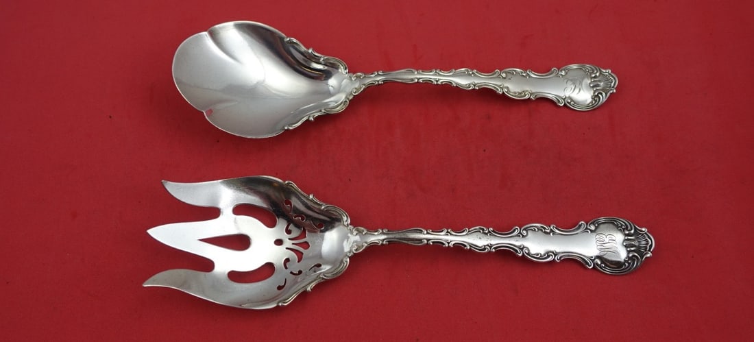 Gorham Strasbourg Sterling Silver Salad Serving Set 8 3/4" (1 of 2)