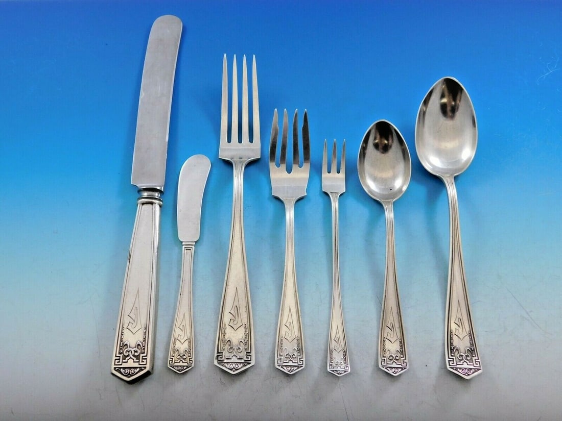 44 Piece Sterling Silver Dinner Flatware Set International Devonshire C Monogram (1 of 7)