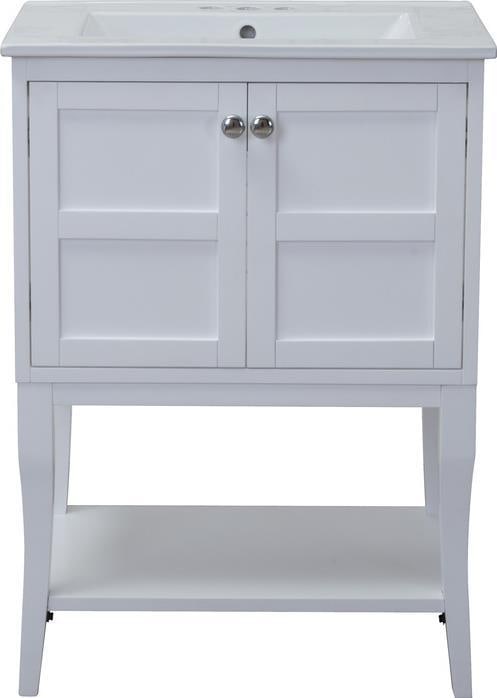 Mason Collection White Solid Wood Vanity Cabinet Contemporary Chrome Accents (1 of 1)
