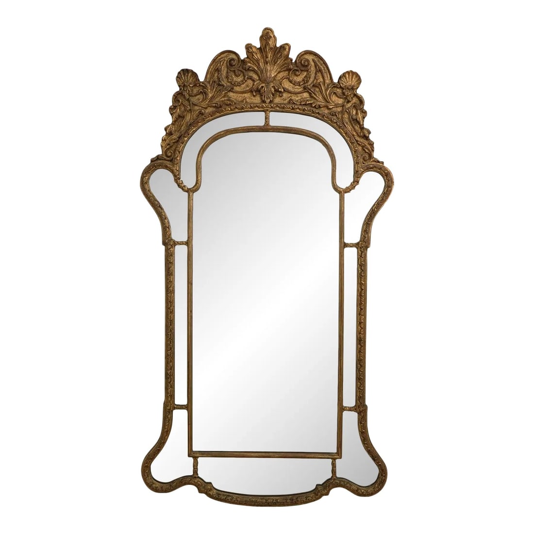 Vintage Italian Gold Gilt Mirror 29 x 54 Decorative Frame: Vintage Italian Gold Gilt Mirror 29 x 54 Decorative Frame This vintage Italian decorator mirror features a beautifully carved frame with a luxurious gold gilt finish, showcasing quality craftsmanship 