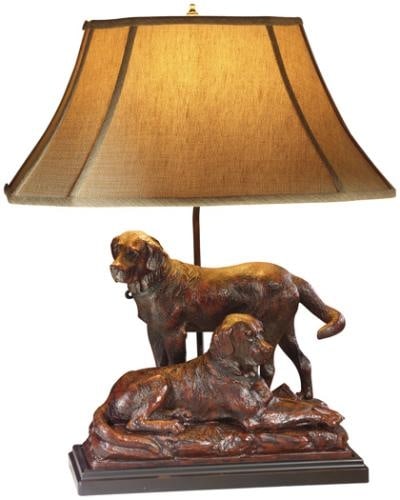 Hand-Cast Lodge Style Labrador Dogs Table Lamp USA: Hand-Cast Lodge Style Labrador Dogs Table Lamp USA This item is made at time of order. Please allow 42 to 70 days for production. Illuminate your space with this exquisite Hand-Cast Labrador Lamp, a p