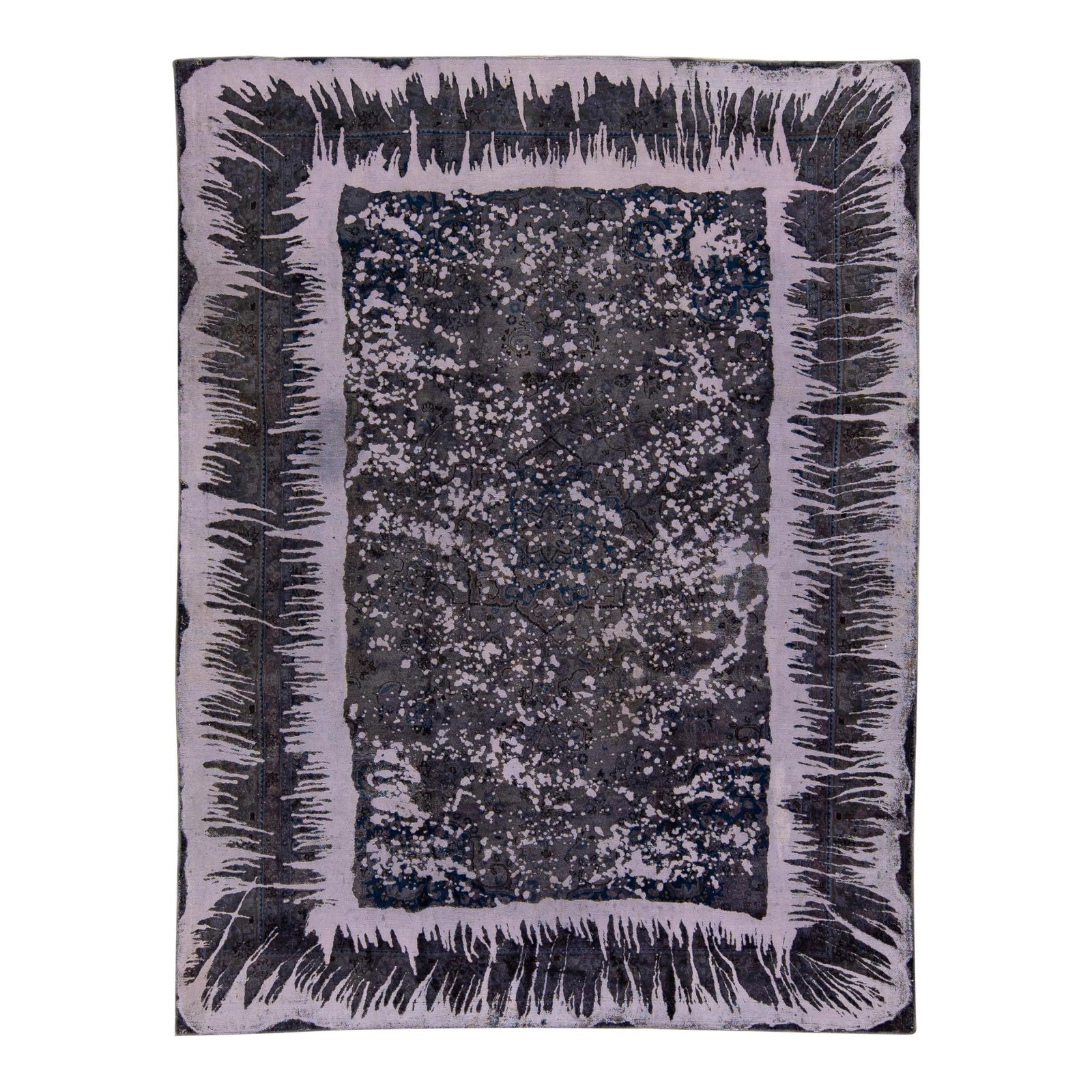 Vintage Handmade Gray and Blue Floral Persian Wool Rug 9'4 x 12'3: Vintage Handmade Gray and Blue Floral Persian Wool Rug 9'4 x 12'3 Enhance your living space with this stunning vintage hand-knotted Persian wool rug, featuring a captivating gray field adorned with bl