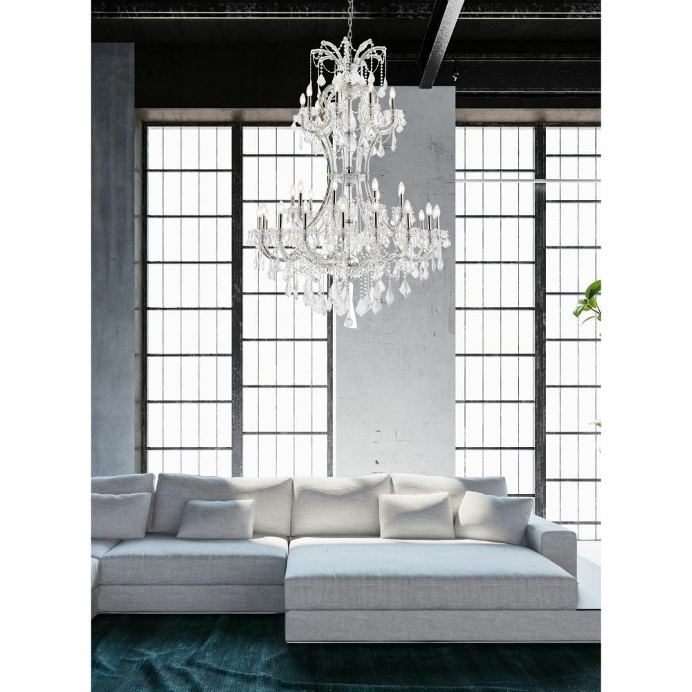 Maria Theresa 36-Light Chrome Crystal Foyer Chandelier 64 in (1 of 8)
