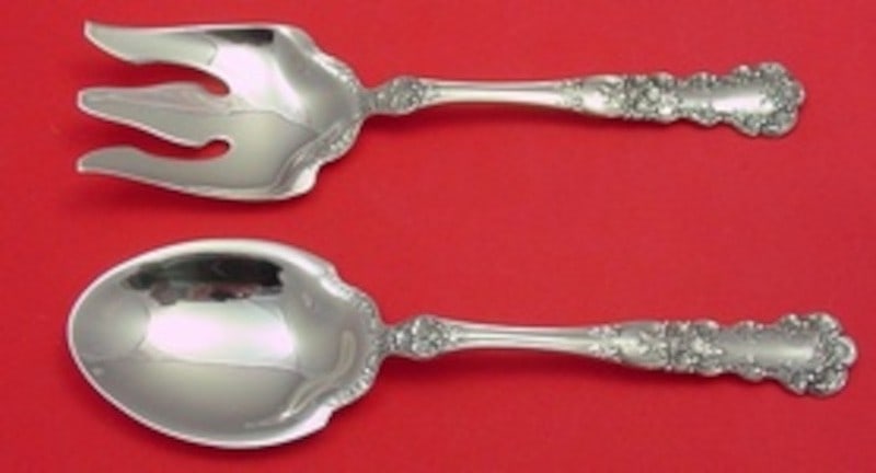 Sterling Silver Salad Set in Buttercup Pattern by Gorham 8 3/4 Inch: Sterling Silver Salad Set in Buttercup Pattern by Gorham 8 3/4 Inch This is a Gorham Buttercup pattern salad serving set crafted from sterling silver. Featuring intricately carved floral motifs along 