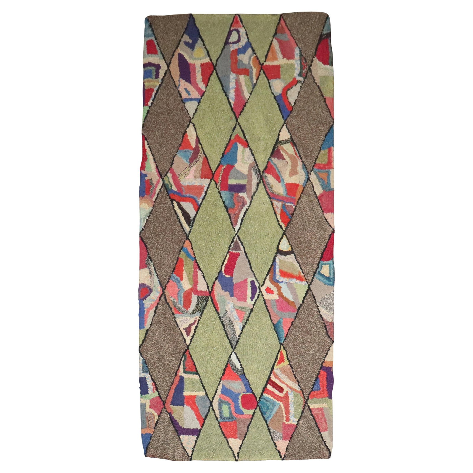 Zabihi Collection Vintage American Hooked Jute Rug 28 x 61 (1 of 6)