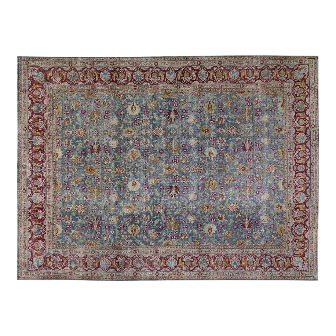 Slate Gray Wool Hand-Knotted Rug 9'4" x 12'9" Traditional Craftsmanship: Slate Gray Wool Hand-Knotted Rug 9'4" x 12'9" Traditional Craftsmanship This vintage wool rug is hand-knotted using traditional techniques, offering a blend of timeless craftsmanship and contemporary 