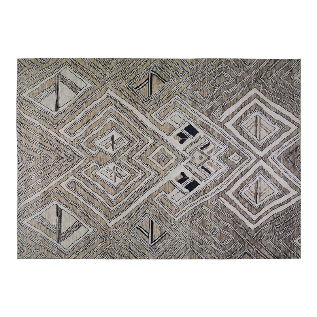 9'6" x 13'5" Wool Hand-Knotted Rug with Moroccan Sheba Design: 9'6" x 13'5" Wool Hand-Knotted Rug with Moroccan Sheba Design This hand-knotted wool rug showcases traditional craftsmanship combined with a contemporary design sensibility. The soft, textured surface