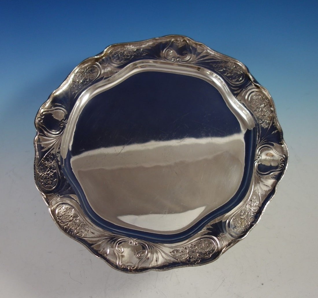 Gorham Martele sterling silver tray with chased fruit and leaves (1 of 8)