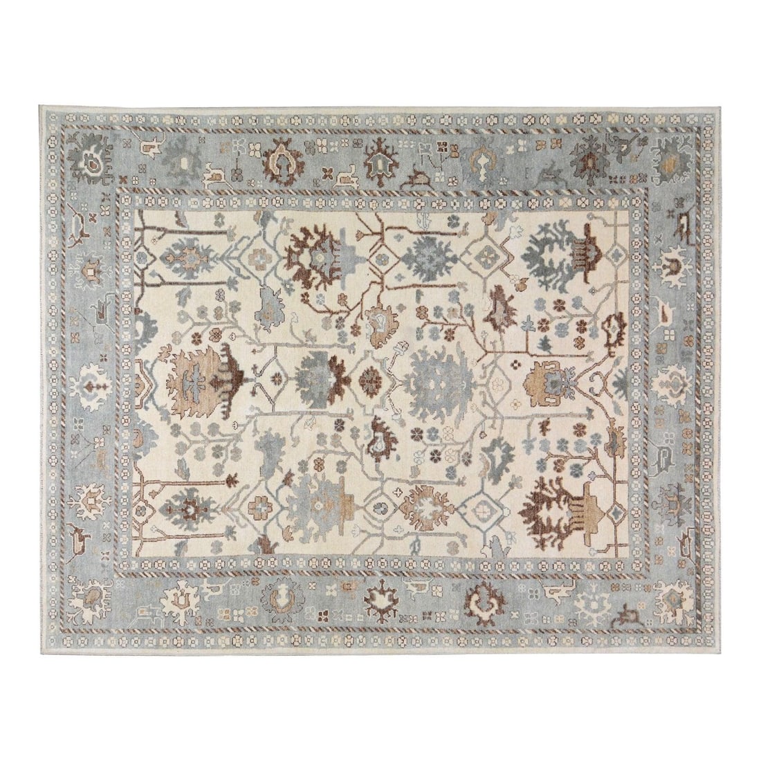 Handmade Wool Oushak Area Rug 7'7 x 9'7 Modern Traditional Style: Handmade Wool Oushak Area Rug 7'7 x 9'7 Modern Traditional Style This Oushak rug is hand-knotted from wool using traditional techniques, blending classic craftsmanship with modern design. The rug feat