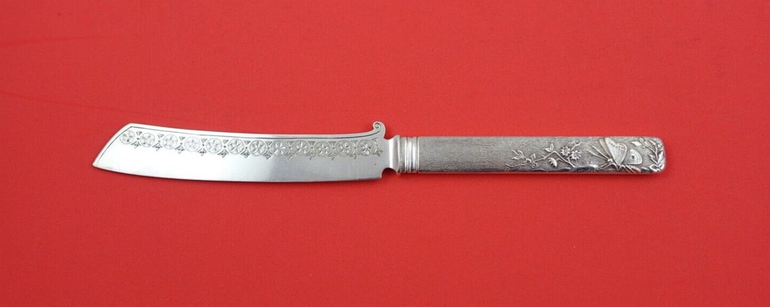 Aesthetic Sterling Silver 8 Inch Tea Knife with Butterflies: Aesthetic Sterling Silver 8 Inch Tea Knife with Butterflies This exquisite 8" tea knife showcases a stunning aesthetic style with a sterling silver hollow handle intricately adorned with