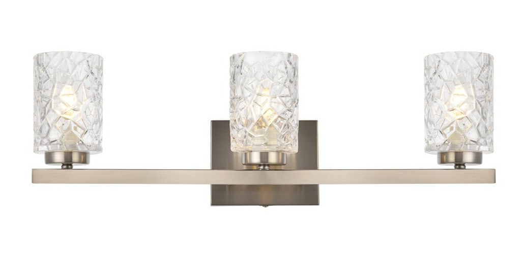 Cassie 3 Light Stain Nickel Wall Sconce with Glass Shade 24 inch (1 of 6)