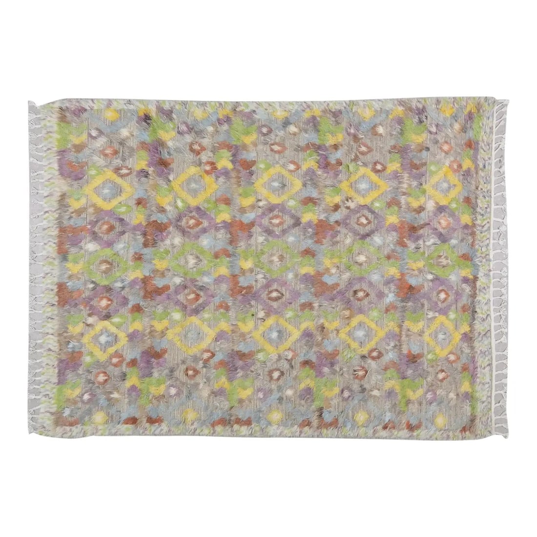 6' x 8'5" Beni Ourain Moroccan Wool Rug Hand Knotted Soft Texture: 6' x 8'5" Beni Ourain Moroccan Wool Rug Hand Knotted Soft Texture This 1990s Moroccan Beni Ourain rug features a hand-knotted construction, natural tan colors, and a soft texture. Its contemporary sty
