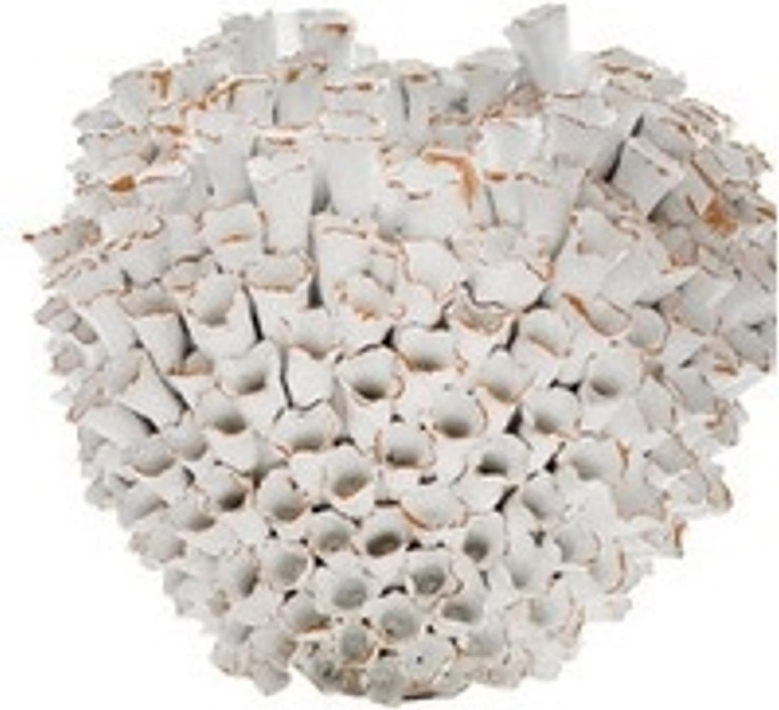 Handmade Coral Design White Vase 12.5H 13.5W 13.5D: Handmade Coral Design White Vase 12.5H 13.5W 13.5D This elegant handmade coral vase is a stunning addition to any home decor. Crafted with care, this vase features a beautiful white finish that highli