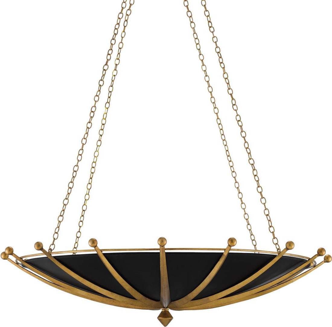 Currey Hollywood Regency Adjustable Gold Black Chandelier 6 Bulb Wrought Iron (1 of 4)