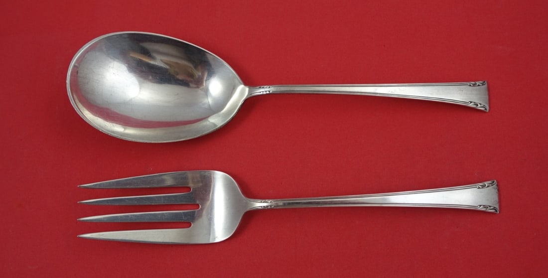 Sterling Silver Serenity 2-Piece Salad Serving Set by International 9 1/4 Inch: Sterling Silver Serenity 2-Piece Salad Serving Set by International 9 1/4 Inch This is a 2-piece salad serving set from the Serenity pattern by International Silver. Made entirely of sterling silver w