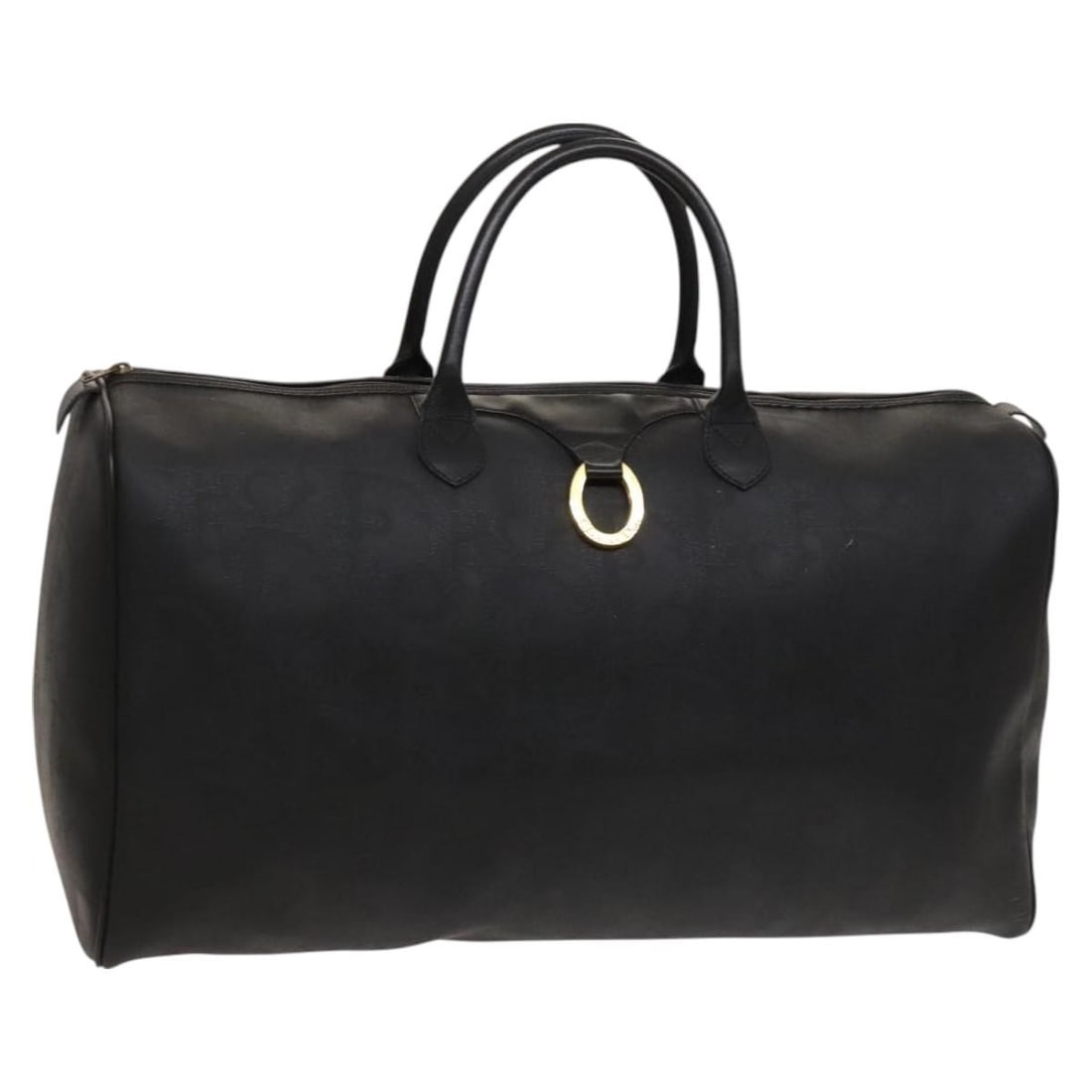 Christian Dior Boston Bag in Black Gold Trotter Canvas: Christian Dior Boston Bag in Black Gold Trotter Canvas Christian Dior Boston bag in black and gold Trotter canvas, made in France. This women's bag includes the item only; the original box and dust ba