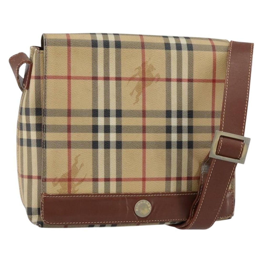 Burberry Nova Check Beige PVC Leather Shoulder Bag: Burberry Nova Check Beige PVC Leather Shoulder Bag Burberry Nova Check shoulder bag in beige PVC leather, made in Italy. This women's bag features an adjustable shoulder strap and is offered in heavil