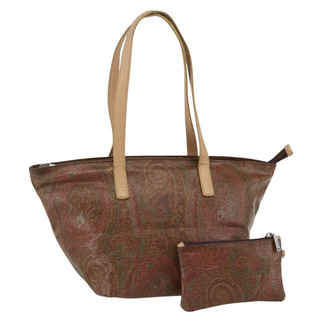 Etro Paisley PVC Tote Bag Bordeaux Silver with Pouch Made in Italy (1 of 18)