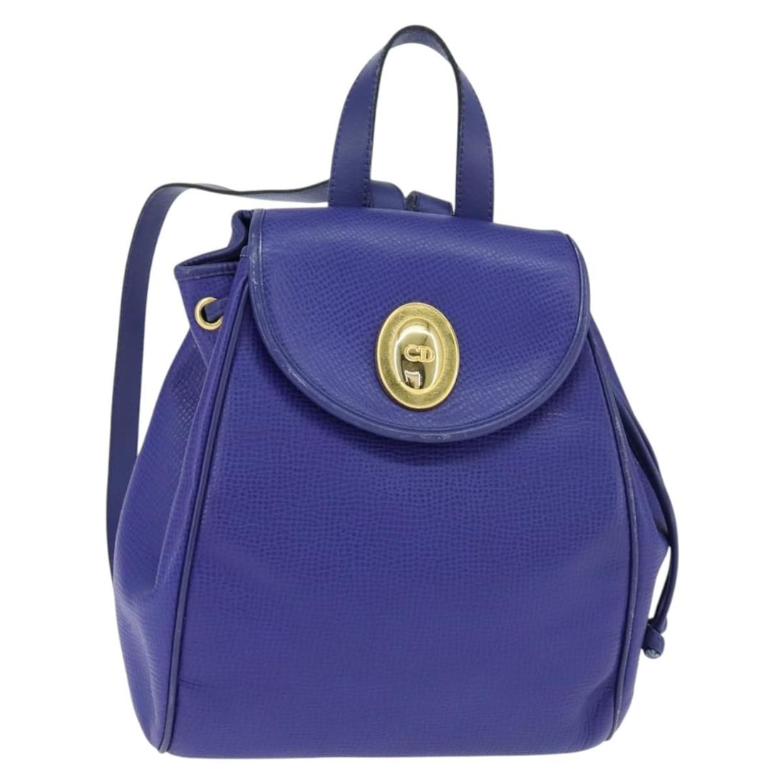 Christian Dior Leather Backpack Blue Gold Auth 150068 Made in France (1 of 18)