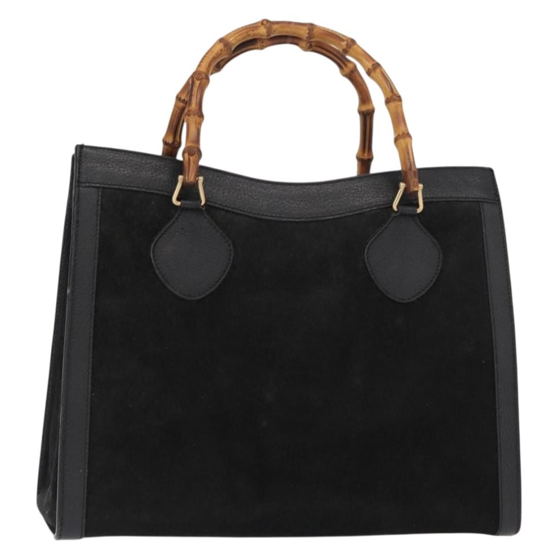Gucci Bamboo black gold leather handbag 002 1186 0260: Gucci Bamboo black gold leather handbag 002 1186 0260 This GUCCI Bamboo handbag is crafted from black and gold leather with a suede finish, offering a classic and elegant look. Made in Italy, it featu