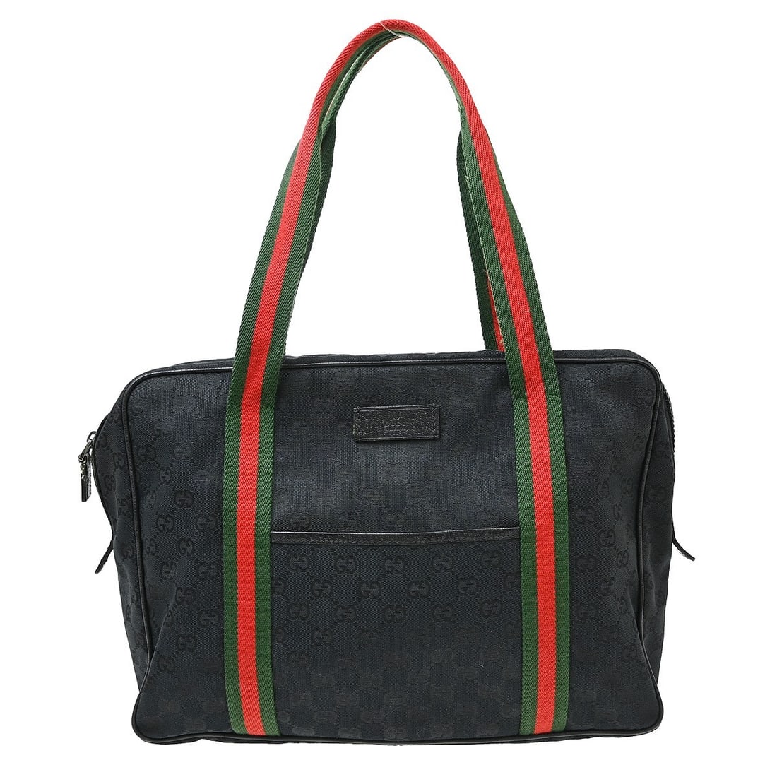 Gucci Shelly Medium GG Canvas Leather Tote in Black: Gucci Shelly Medium GG Canvas Leather Tote in Black Vintage Gucci Shelly GG tote bag in black canvas and leather. This medium tote features the Gucci GG pattern, a black lining, and an interior with o