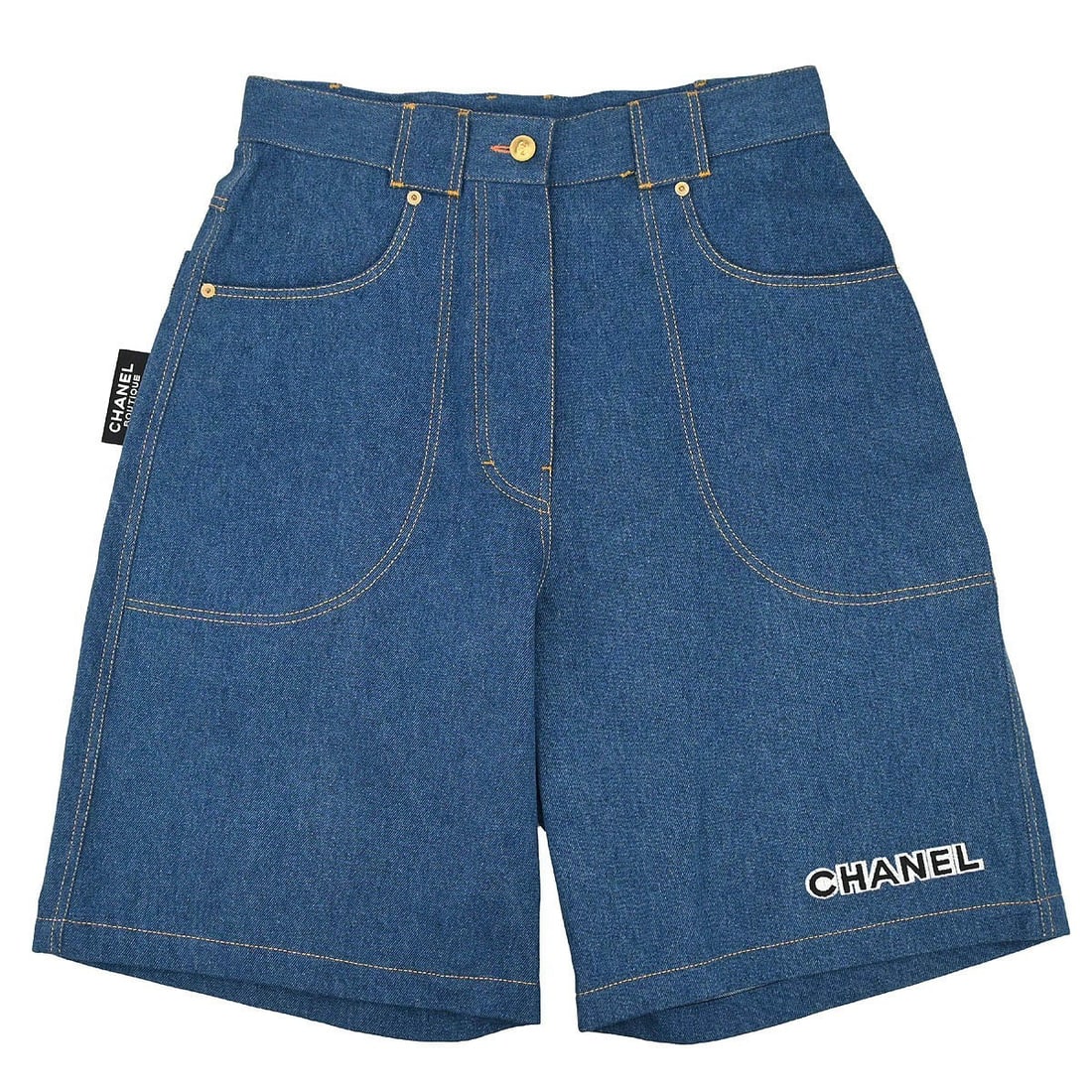 Chanel FR 48 blue cotton denim short pants (1 of 14)