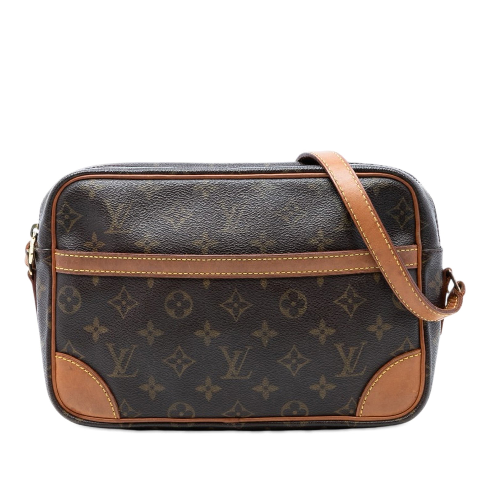 Louis Vuitton Trocadero 27 Monogram Canvas Crossbody Bag: Louis Vuitton Trocadero 27 Monogram Canvas Crossbody Bag The Louis Vuitton Monogram Trocadero 27 is a classic shoulder bag crafted from signature monogram canvas with vachetta leather trim and a flat 