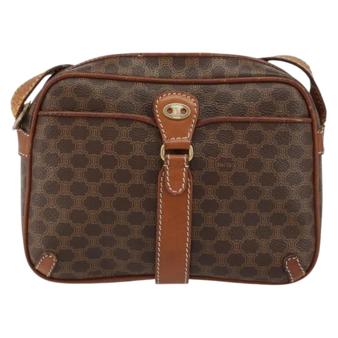 Celine Vintage Macadam Brown Canvas Leather Shoulder Bag: Celine Vintage Macadam Brown Canvas Leather Shoulder Bag Vintage Celine Macadam bag in brown canvas with leather trim. This unisex piece is made in Italy and shows honest vintage wear, including exter
