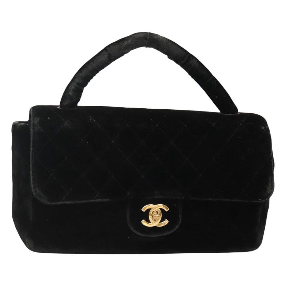 CHANEL CC Matelasse Velor Handbag Black Gold France: CHANEL CC Matelasse Velor Handbag Black Gold France Chanel Matelasse hand bag in black velor with gold-tone CC detailing. Made in France for women, this bag is offered without the original box or dust