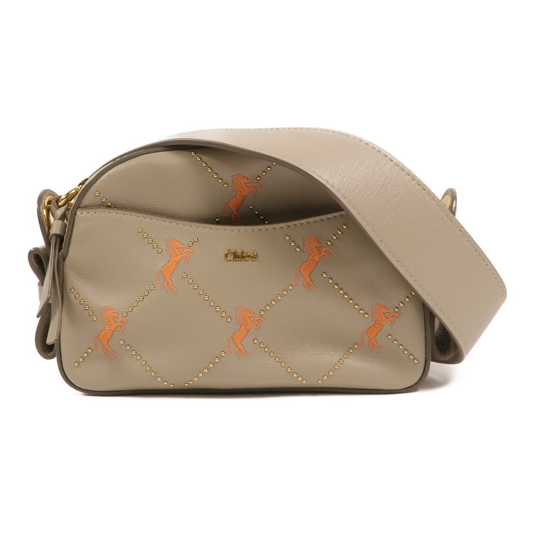 Chloe Mini Signature Gray Calfskin Shoulder Bag GHW: Chloe Mini Signature Gray Calfskin Shoulder Bag GHW This Chloe Mini Signature shoulder bag is crafted from high-quality gray calfskin leather, offering a sophisticated and timeless look. The bag featu