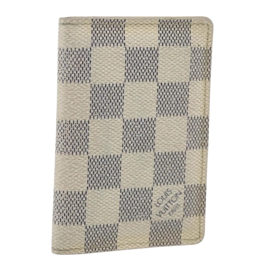 Louis Vuitton Damier Azur Canvas Card Case N61727: Louis Vuitton Damier Azur Canvas Card Case N61727 This Louis Vuitton Damier Azur Organizer Dupoch Card Case is crafted from the signature Damier Azur canvas and designed for women. The compact design 