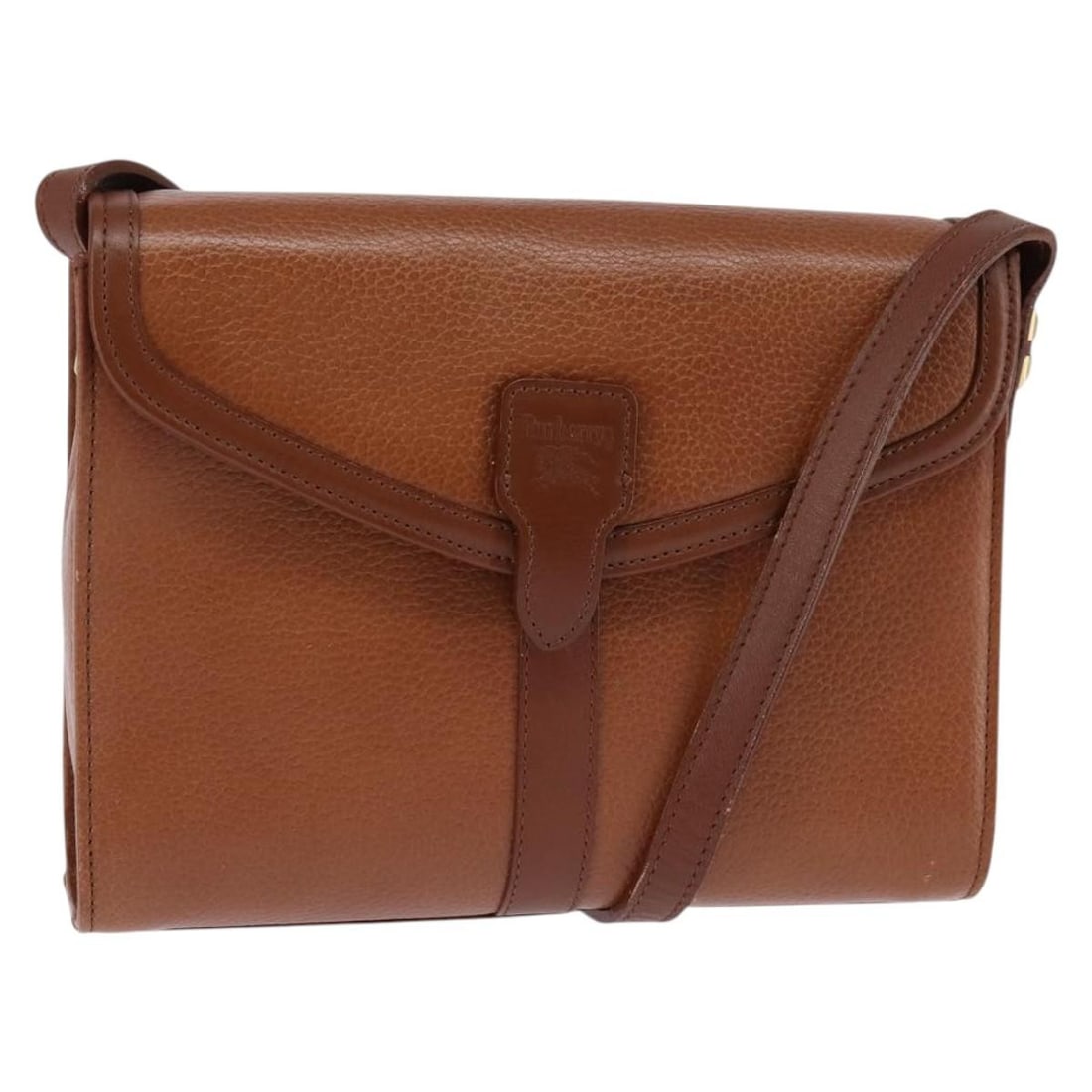 Burberrys Nova Check Leather Shoulder Bag Brown Gold Auth (1 of 18)