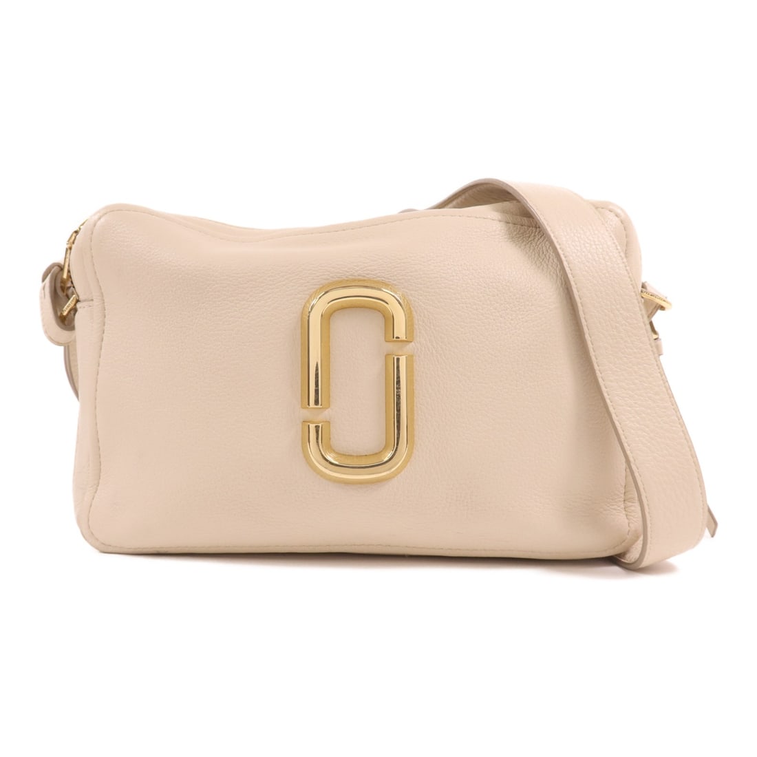 MARC JACOBS Beige Calfskin Shoulder Bag GHW SSE4188: MARC JACOBS Beige Calfskin Shoulder Bag GHW SSE4188 This MARC JACOBS shoulder bag features a beige calfskin leather exterior and gold-tone hardware. Designed for women, it offers a sophisticated look 