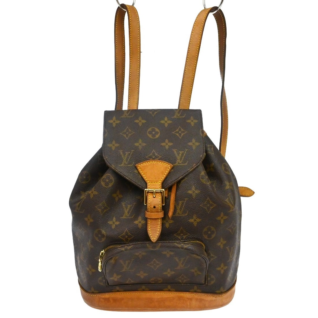 Louis Vuitton Montsouris MM Monogram Canvas Backpack M51136: Louis Vuitton Montsouris MM Monogram Canvas Backpack M51136 Vintage Louis Vuitton Montsouris MM backpack bag in brown Monogram canvas with leather trim. This women's medium backpack features a flap bu