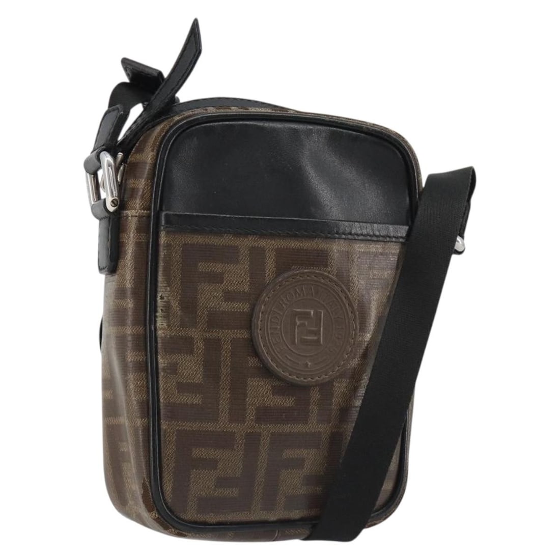 FENDI 7VA456 Zucca PVC Leather Shoulder Bag Brown Silver: FENDI 7VA456 Zucca PVC Leather Shoulder Bag Brown Silver Fendi Zucca shoulder bag in brown and silver PVC leather with an adjustable shoulder strap. This women's bag is made in Italy and comes only wi