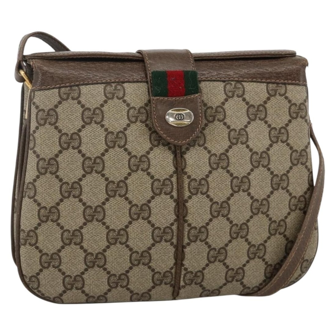 Gucci 10 02 037 GG Supreme Web Shoulder Bag Beige Gold PVC: Gucci 10 02 037 GG Supreme Web Shoulder Bag Beige Gold PVC Vintage Gucci GG Supreme Web Sherry Line shoulder bag in beige and gold with PVC leather and GG canvas construction. This women's bag is made