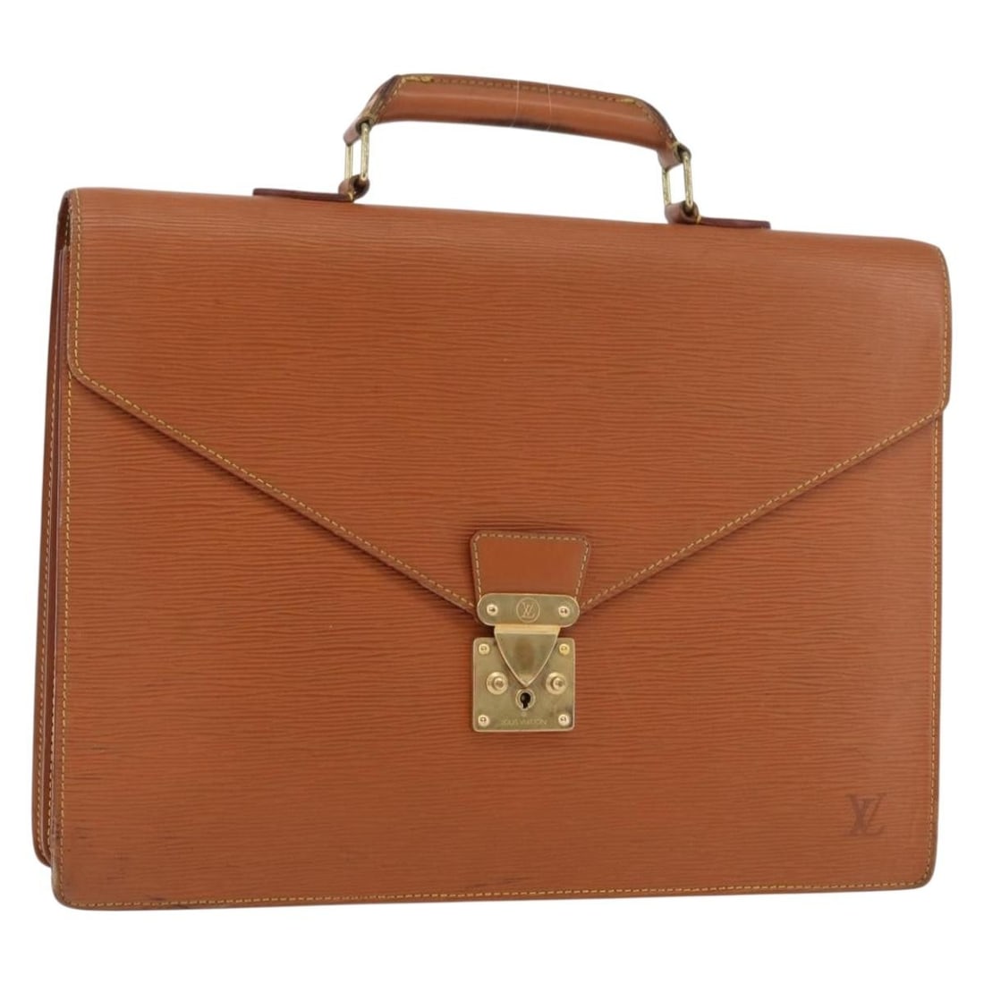 Louis Vuitton Epi Leather Zipangu Gold Briefcase M54428 with 2 Keys: Louis Vuitton Epi Leather Zipangu Gold Briefcase M54428 with 2 Keys This Louis Vuitton Epi Serviette Conseiller briefcase in Zipangu Gold features the brand's signature Epi leather, offering a distinc