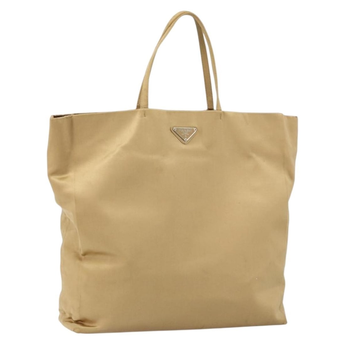 PRADA Satin Tote Bag Beige Silver Authentic 156863 Italy (1 of 18)