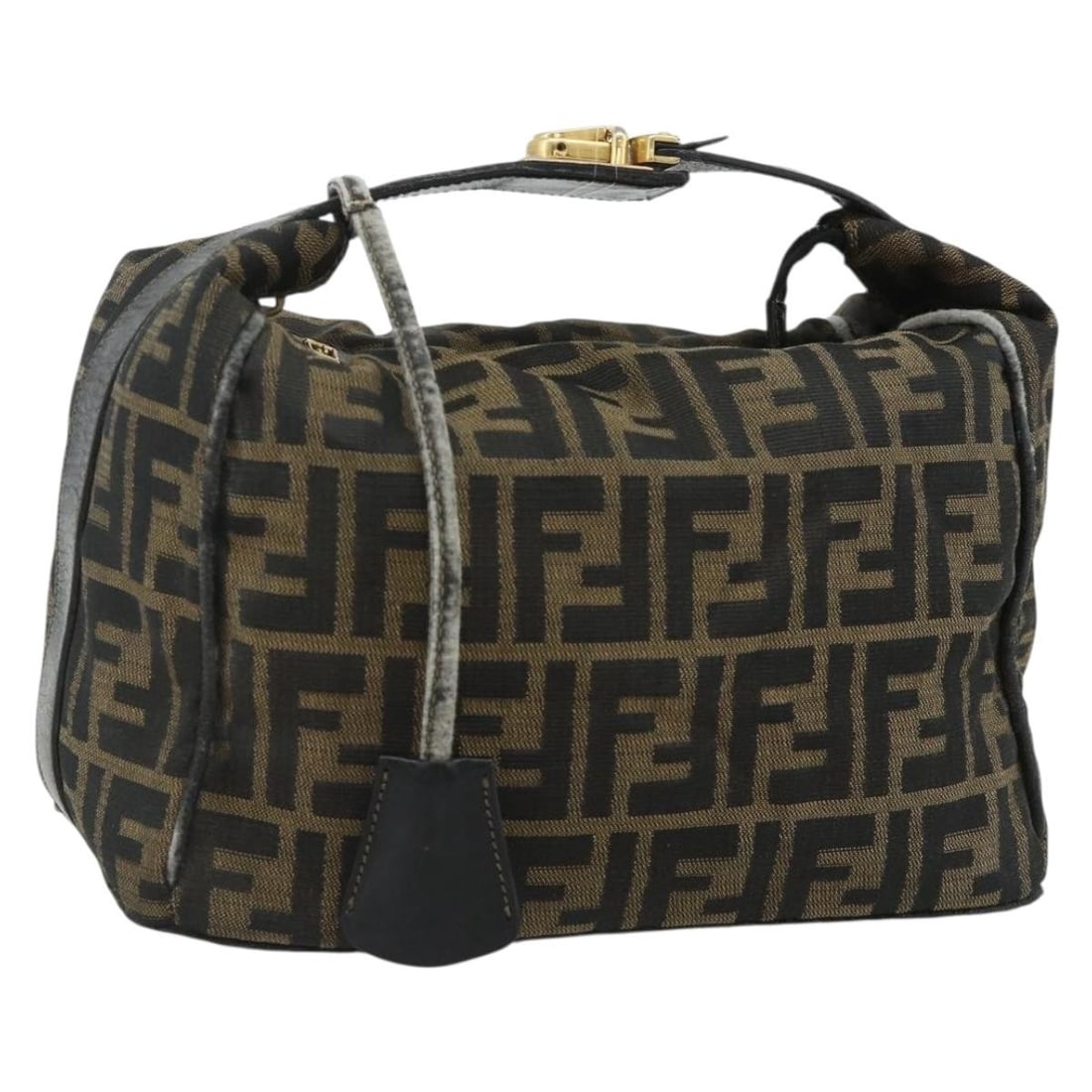 FENDI Zucca Canvas Black Brown Handbag Italy Clochette Key: FENDI Zucca Canvas Black Brown Handbag Italy Clochette Key This FENDI Zucca Canvas hand bag features the iconic black and brown Zucca pattern and is crafted from durable canvas material. Designed for 