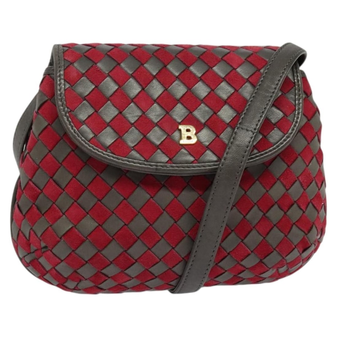 Red Leather Bally Shoulder Bag Gold Trim Italy: Red Leather Bally Shoulder Bag Gold Trim Italy This BALLY shoulder bag is crafted from red and gold leather and features a compact, structured silhouette. Designed for women, it offers a shoulder stra
