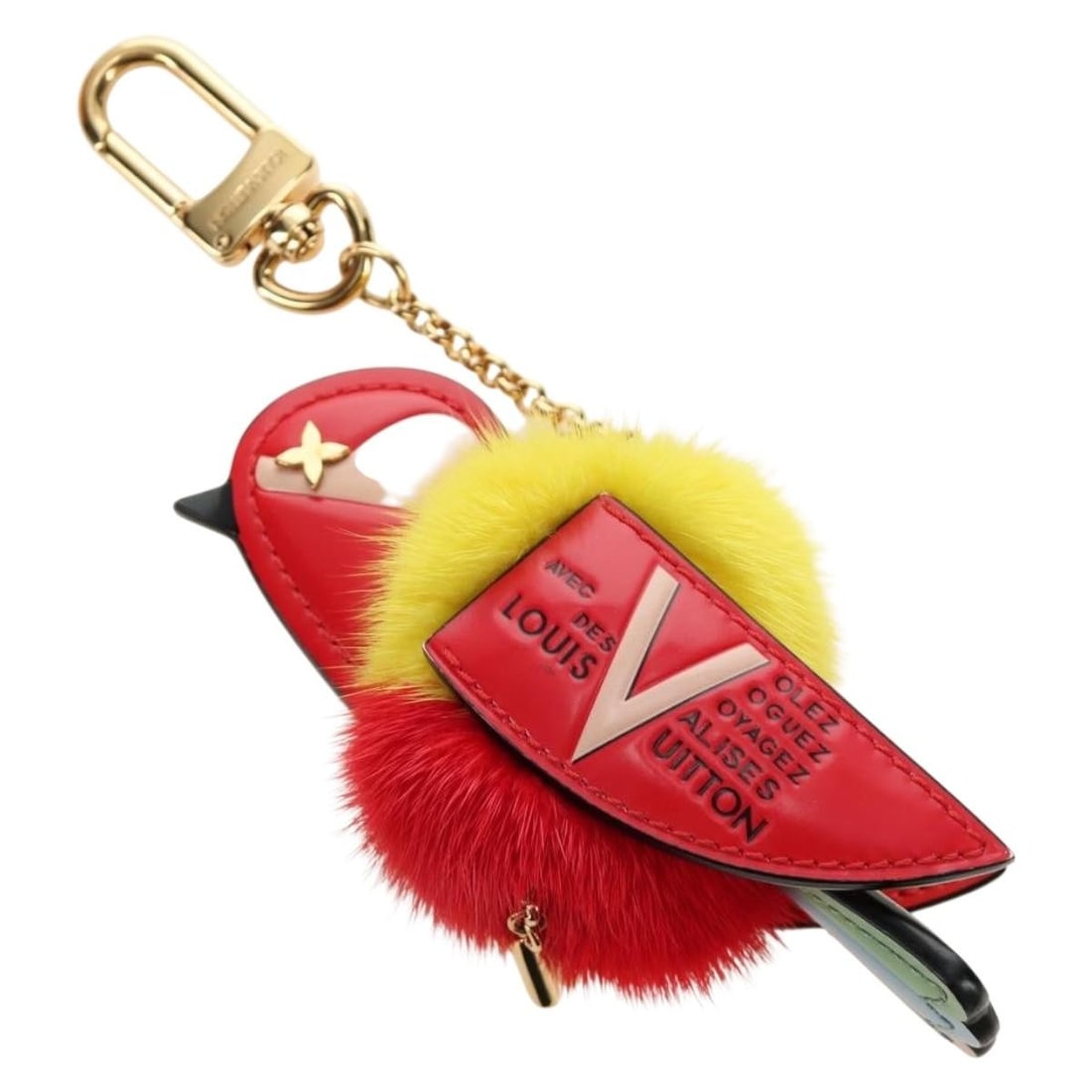 Louis Vuitton M67390 red fur bag charm with box dust bag (1 of 18)