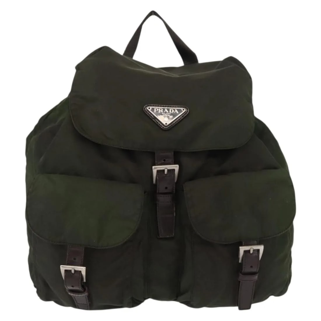 Prada Double Front Pocket Nylon Backpack in Khaki (1 of 18)