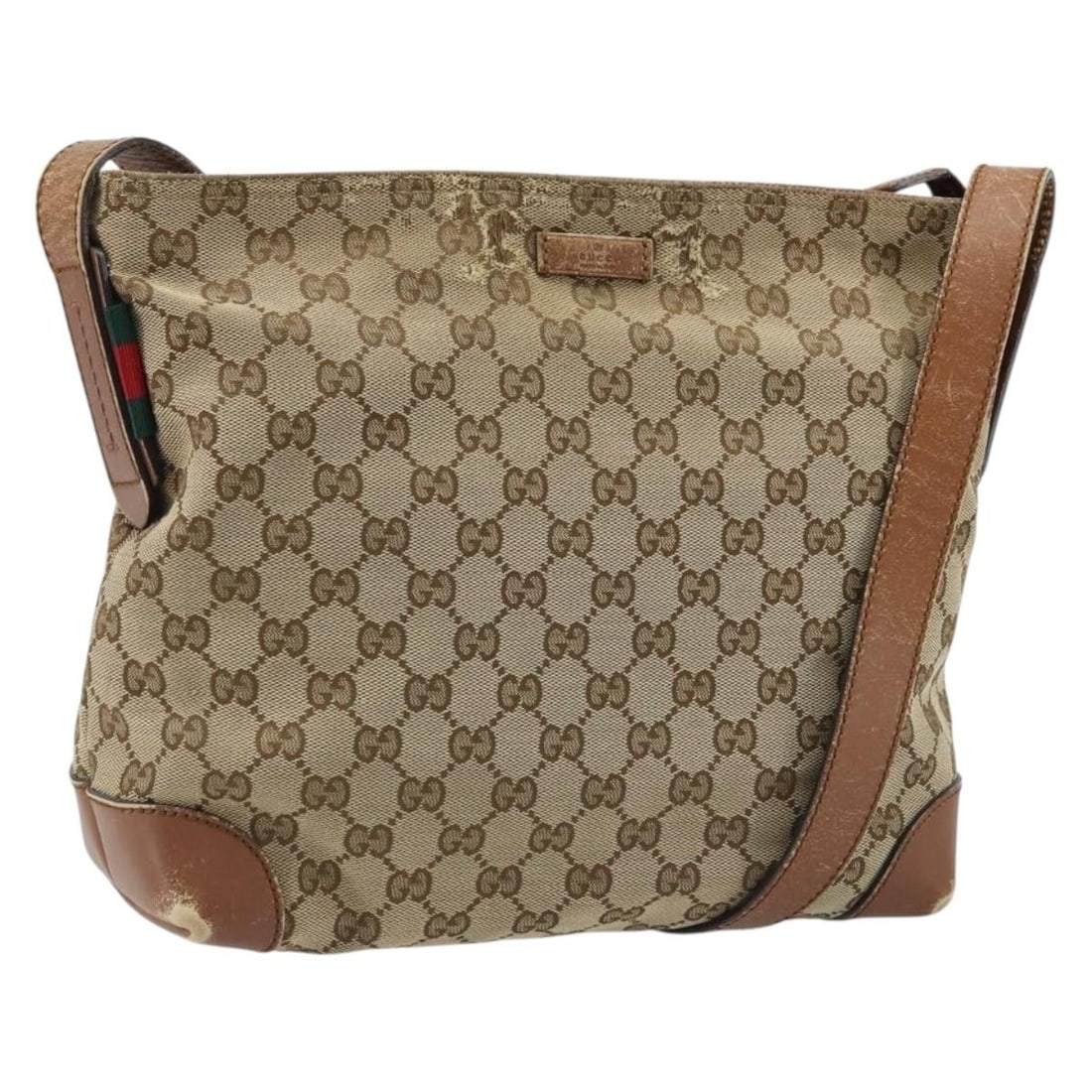 Beige GG Canvas 337598 Shoulder Bag by Gucci with Silver Accents: Beige GG Canvas 337598 Shoulder Bag by Gucci with Silver Accents This is a GUCCI GG Canvas shoulder bag featuring a beige and silver color scheme. The bag is designed for women and crafted in Italy fr