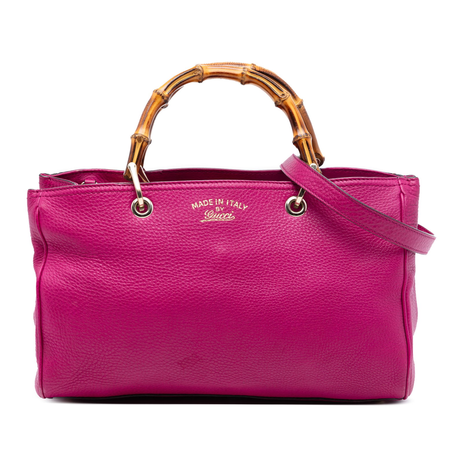 Gucci Bamboo Handle Pink Leather Medium Shopper Satchel with Strap (1 of 7)